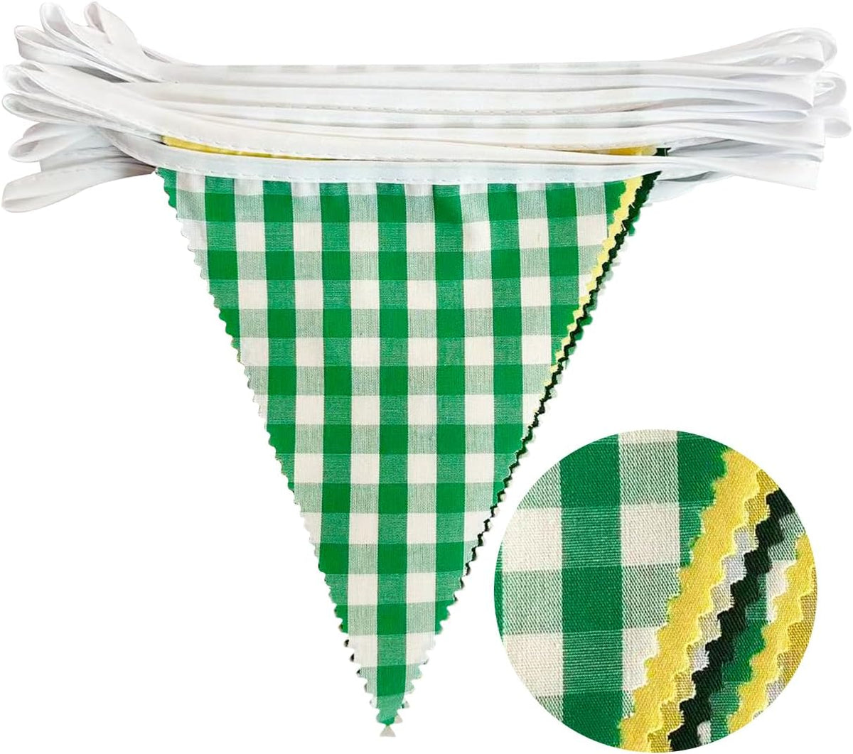 32Ft Yellow Green Party Decorations Green Yellow Gingham Banner Buffalo Plaid Checkered Triangle