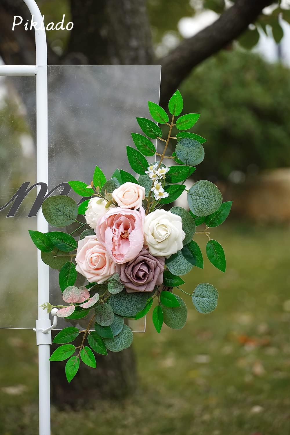 Faux Flower Swag Set of 2 for Wedding Welcome Signs Floral Swag Wedding Reception Ceremony Signs