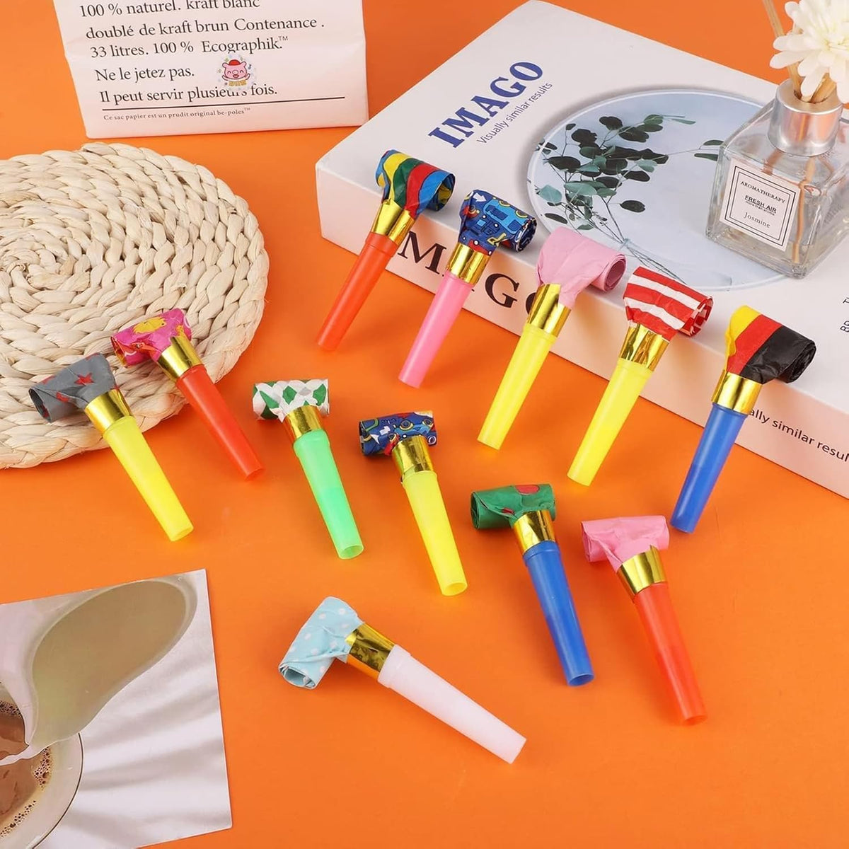 50 PCS Blowouts Noisemakers Funny Party Blower Blowouts Colorful Birthday Blow Horns Whistles New