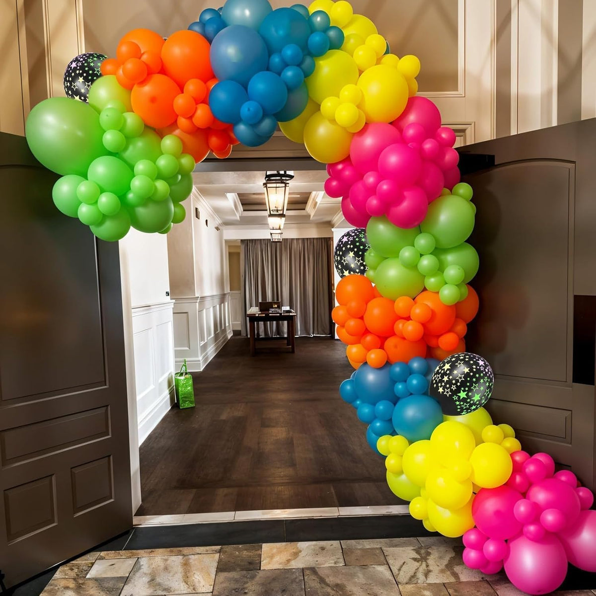 Neon Balloons, 12 Inch Yellow Orange Hot Pink Dark Blue Purple Lime Green Neon Star-Shaped Rainbow