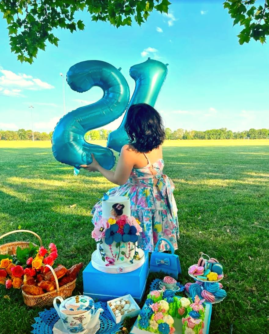Blue Number 1 Balloon 40 inch, Number 1 Birthday Balloons for Boy Girl, Blue Foil One Balloon for