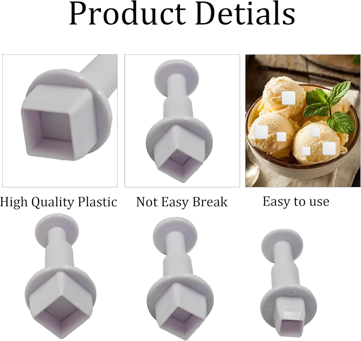 pson 3Pcs Plunger Cookie Cutter Set, Mini Plastic Biscuit Molds for Cake Decorating, Baking