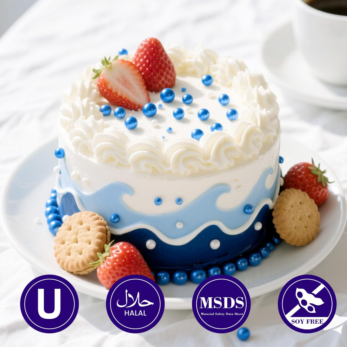Dazzjoy Edible Blue Ball Pearl Sugar Sprinkles, 150g/5.29oz, Blue Sprinkles for Cake Decorating