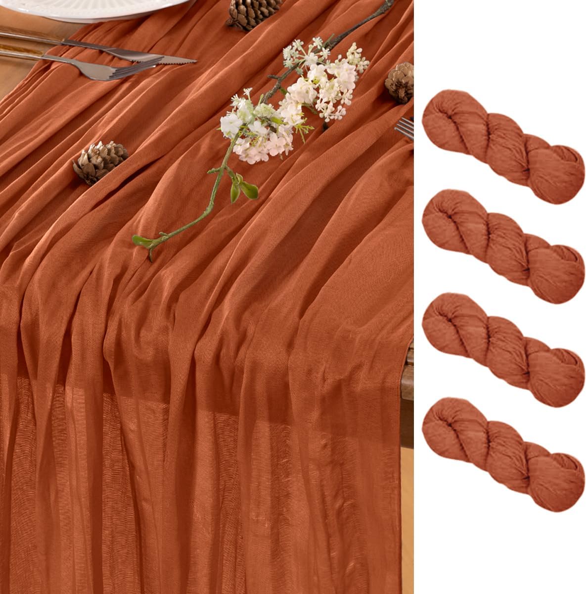Terracotta Table Runner Cheesecloth Table Runner 4 Pack 10FT Farmhouse Table Runners 120 Inches