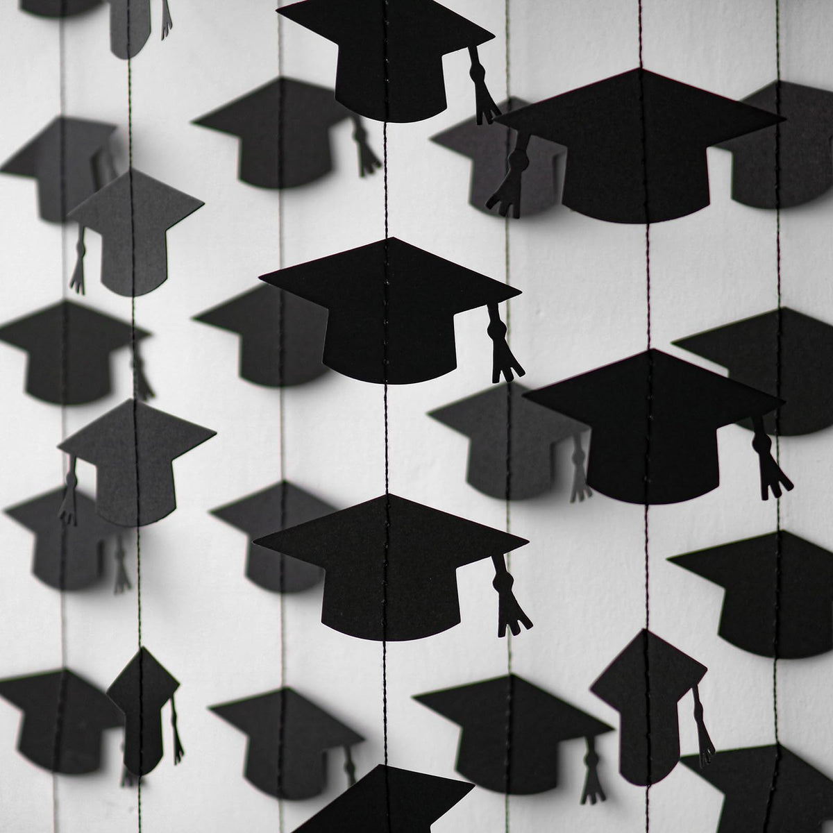 Blopee Black Graduation Garland Graduation Party Decorations Class of 2026 Grad Cap Garland Banner