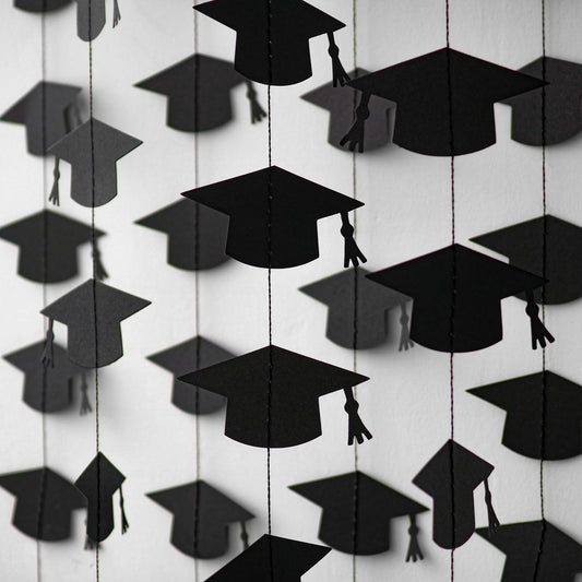 Blopee Black Graduation Garland Graduation Party Decorations Class of 2026 Grad Cap Garland Banner