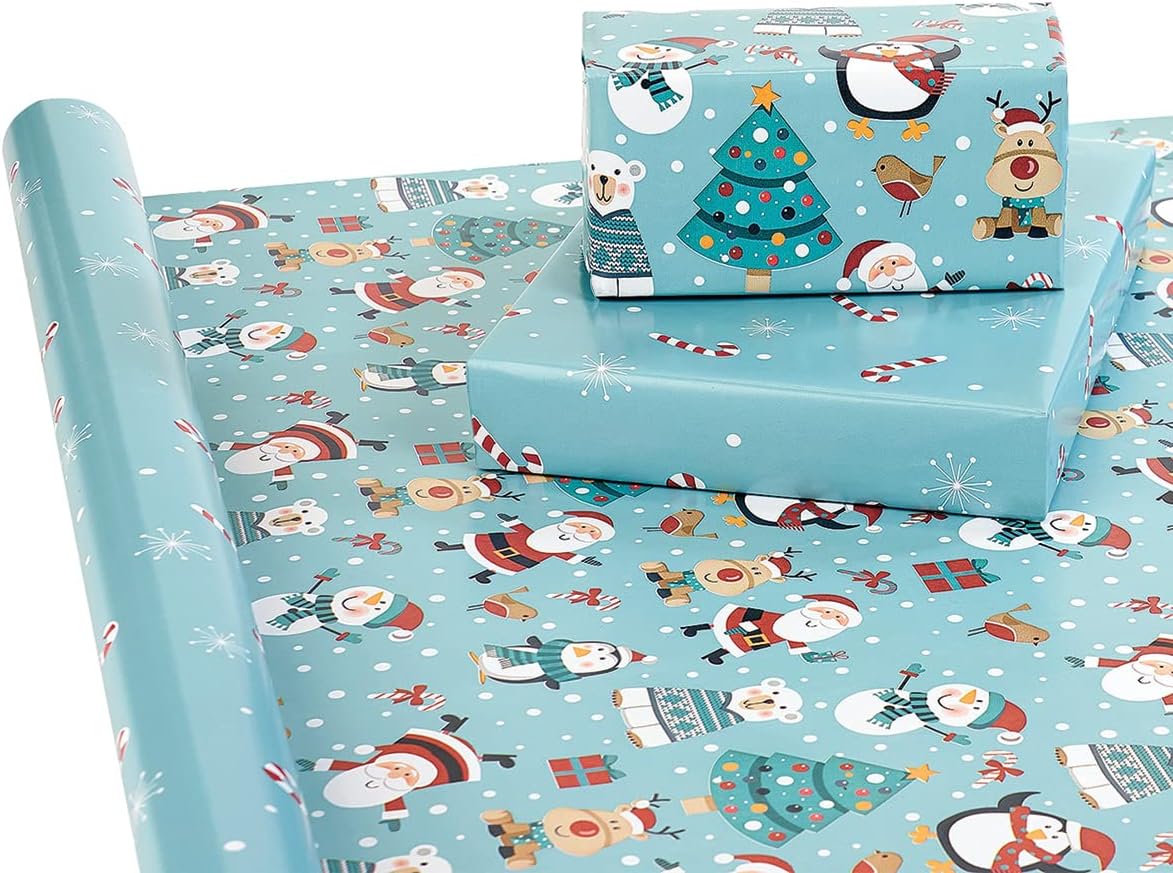 Current Christmas Critters Double-Sided Rolled Christmas Wrapping Paper - Premium Jumbo 23-Inch x