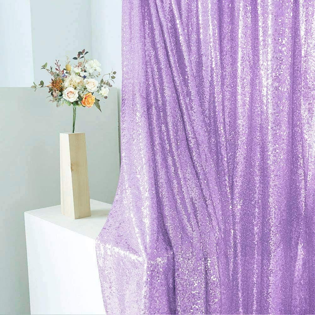 Eternal Beauty Lavender Sequin Backdrop, 10x10 Ft Glitter Background Curtains for Shimmer
