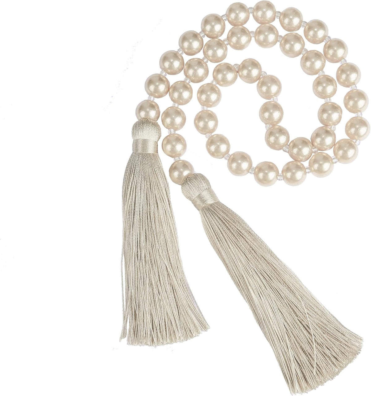 Fenghuangwu 34 Inch Glass Bead Garland with Tassels - Elegant Boho Table Decor, Fringe Wall Hanging