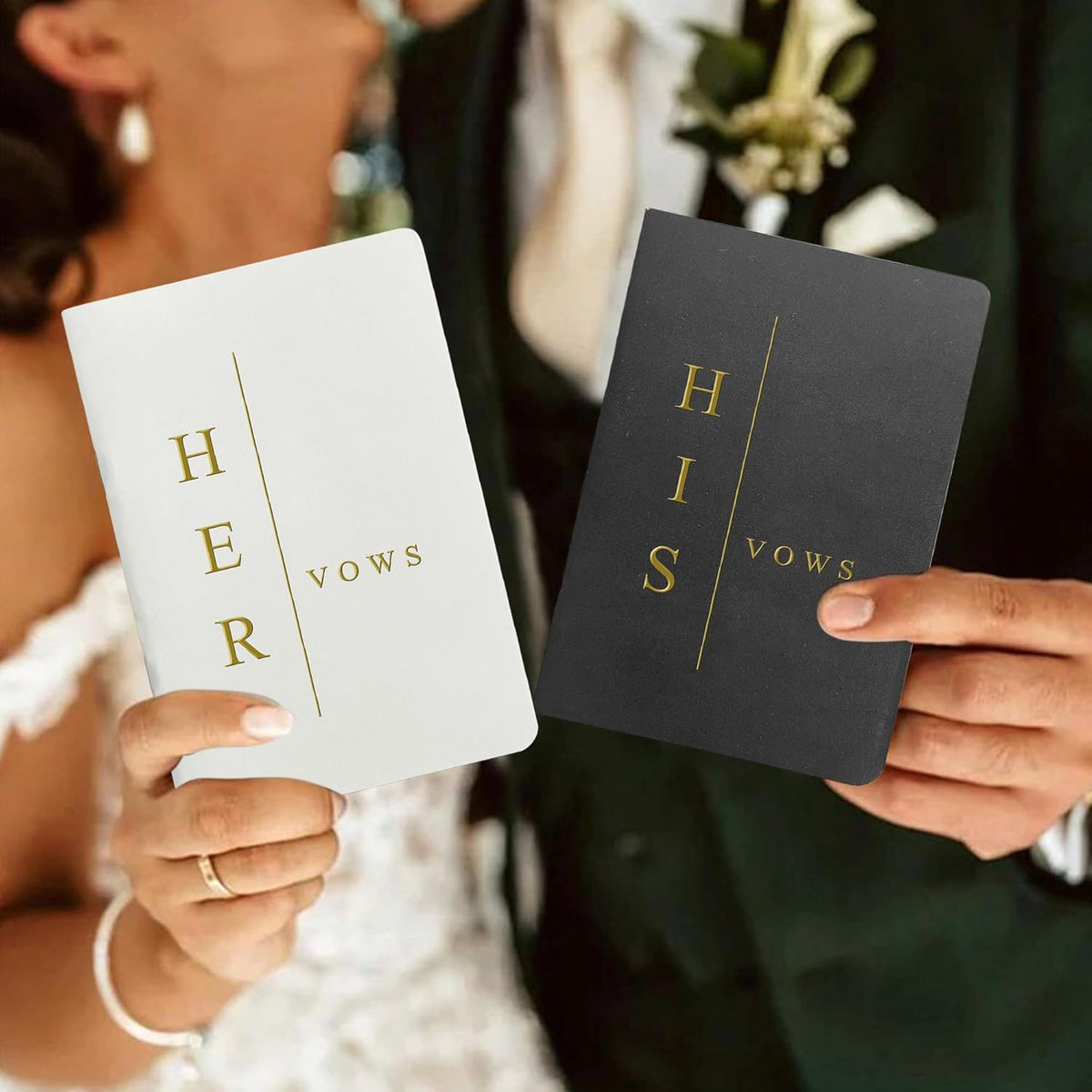 Vow Books His and Hers Soft Touch Gold Foil Engraving Vow Books Wedding Essentials Wedding