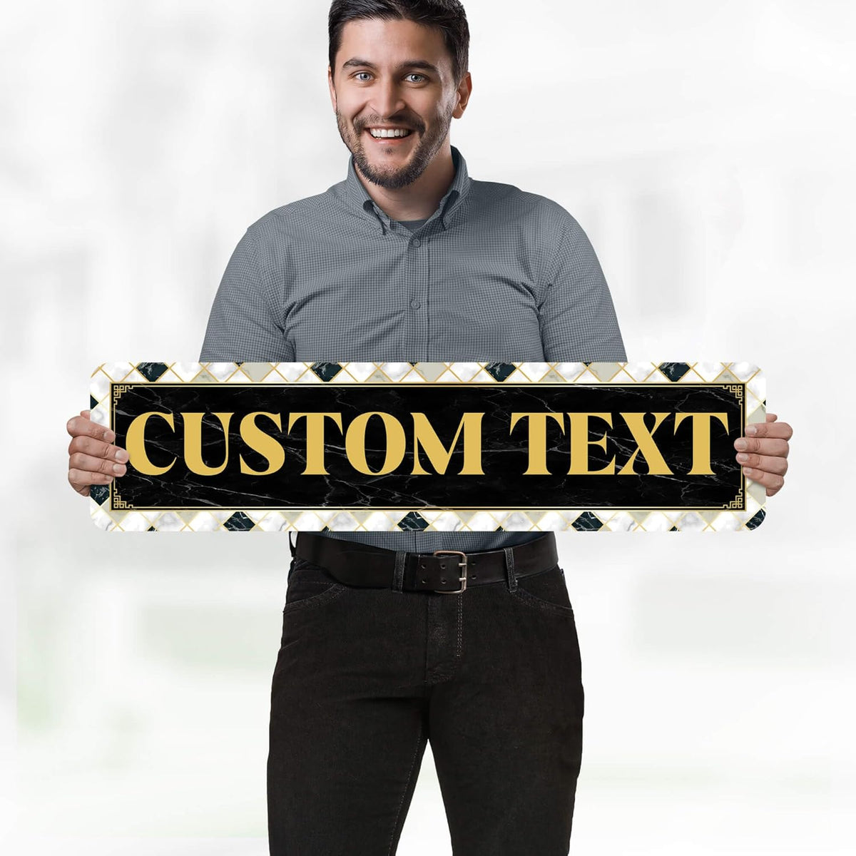 Custom Sign, Custom Street Sign, 11 Font Colors, 13 Font Styles, 4 Hole Options, 22 Sizes, 8x32