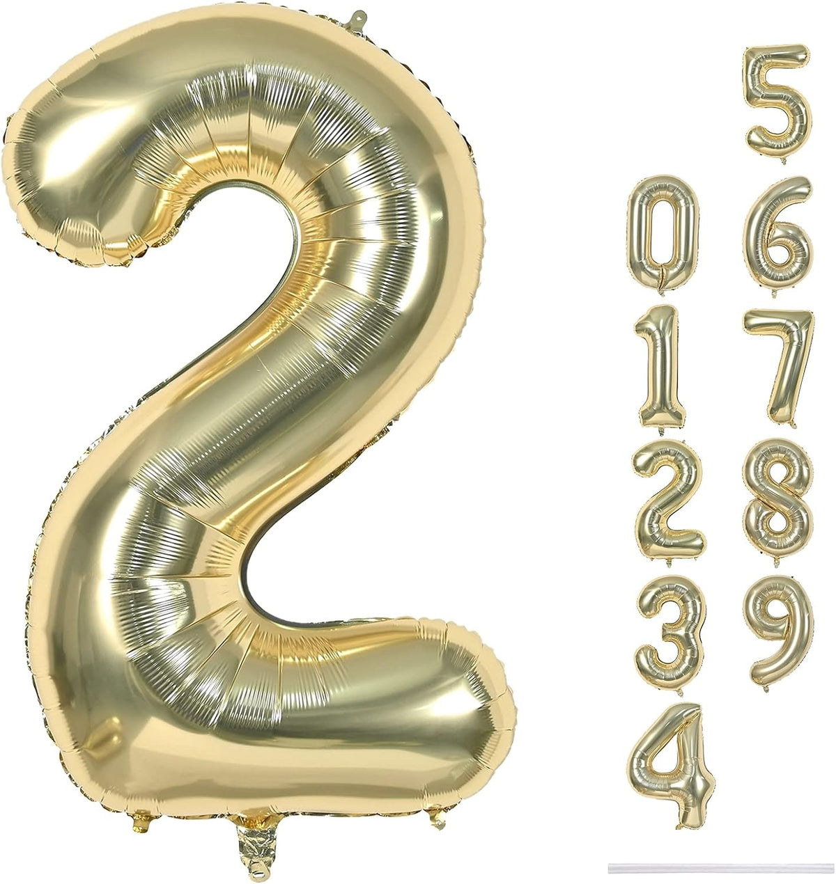 40 Inch Balloon Number 2 Champagne Gold, Large Foil Light Gold Number Balloons Set 0-9 for Women