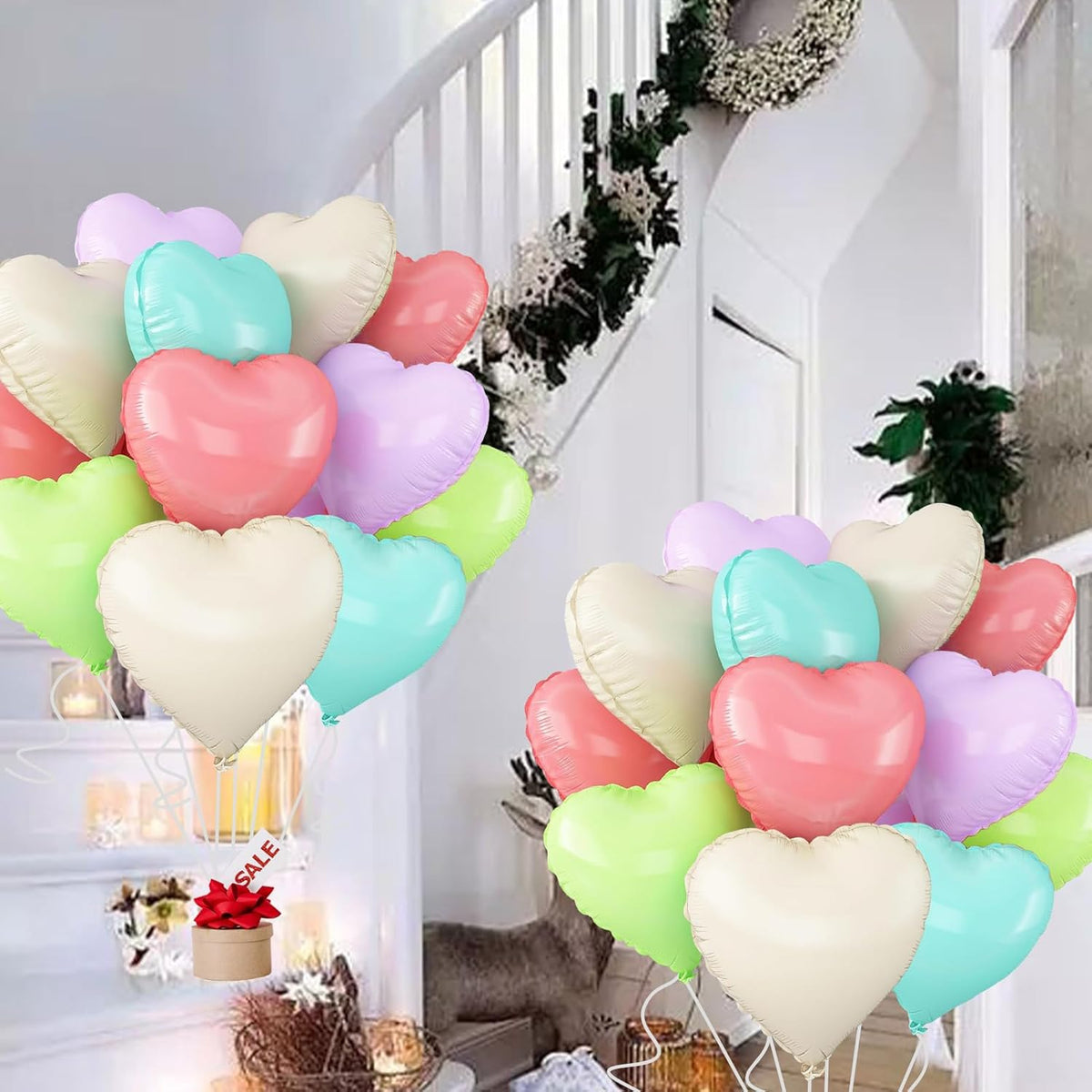 5 Colors Heart Balloons,18inch Heart Shaped Foil Balloons & Helium Mylar Balloon for Anniversary