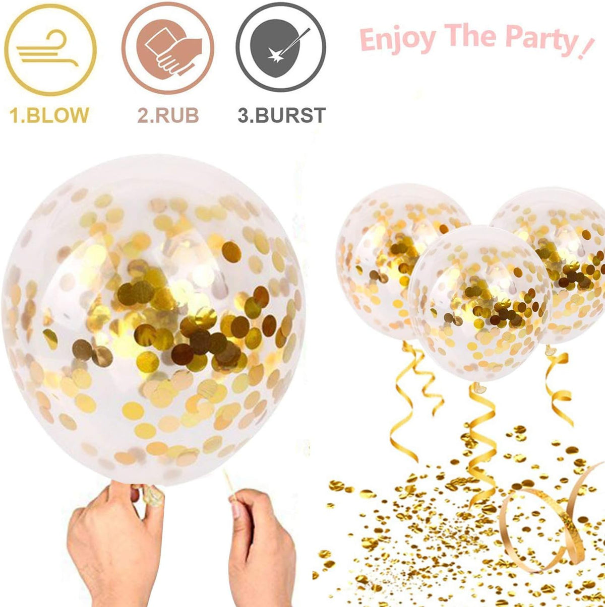 50pcs Gold Confetti Latex Balloons, 12 inch Gold Balloons with Golden Paper Dots for Graduation