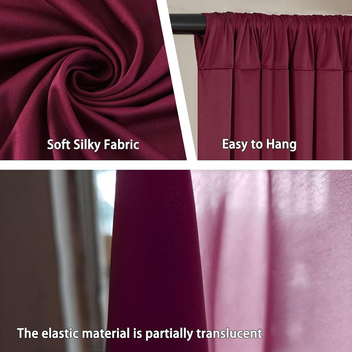 10 x 10 Feet Burgundy Backdrop Curtain for Partie, Background Curtains for Photoshoot, Birthday