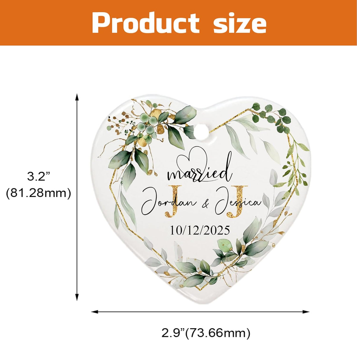 Love Signal Personalized Married Ceramic Ornament, Mr Mrs 2025 Ornaments Custom Name Date, Ornament