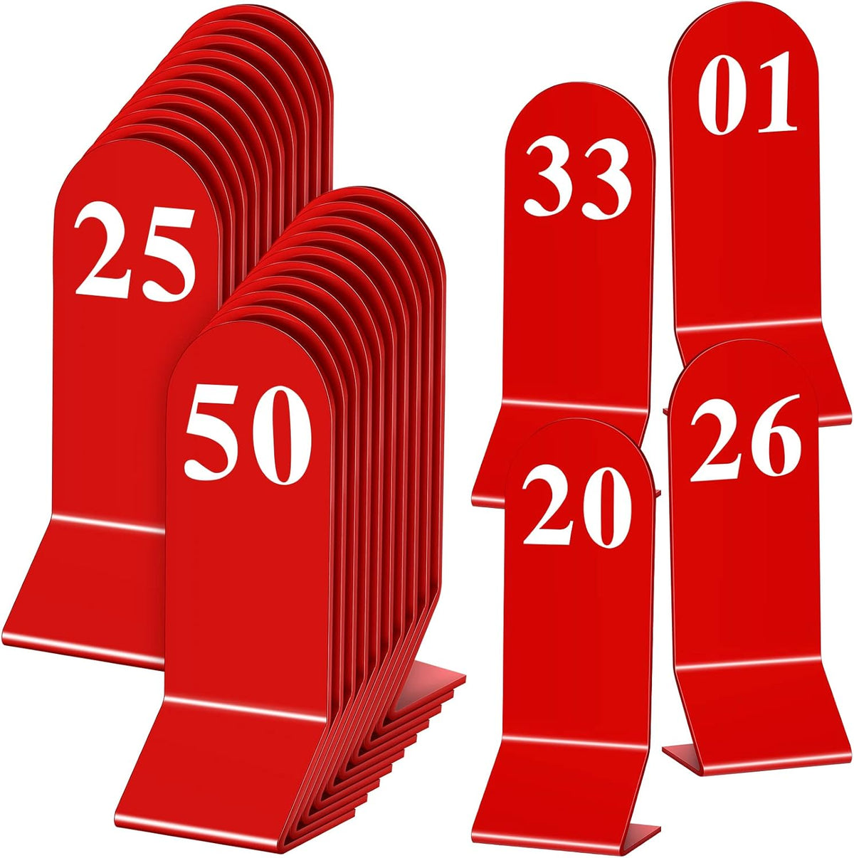 Remerry 50 Pcs Table Numbers 1-50 Acrylic Double Sided Number Cards Acrylic Tent Table Holders Tent