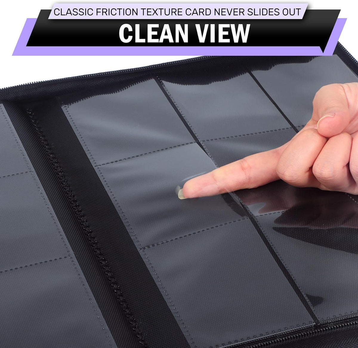 Trading Card Binder 9 Pocket, Zofly Zipper Card Collection Binder Album, Sturdy 540 Side-Loading