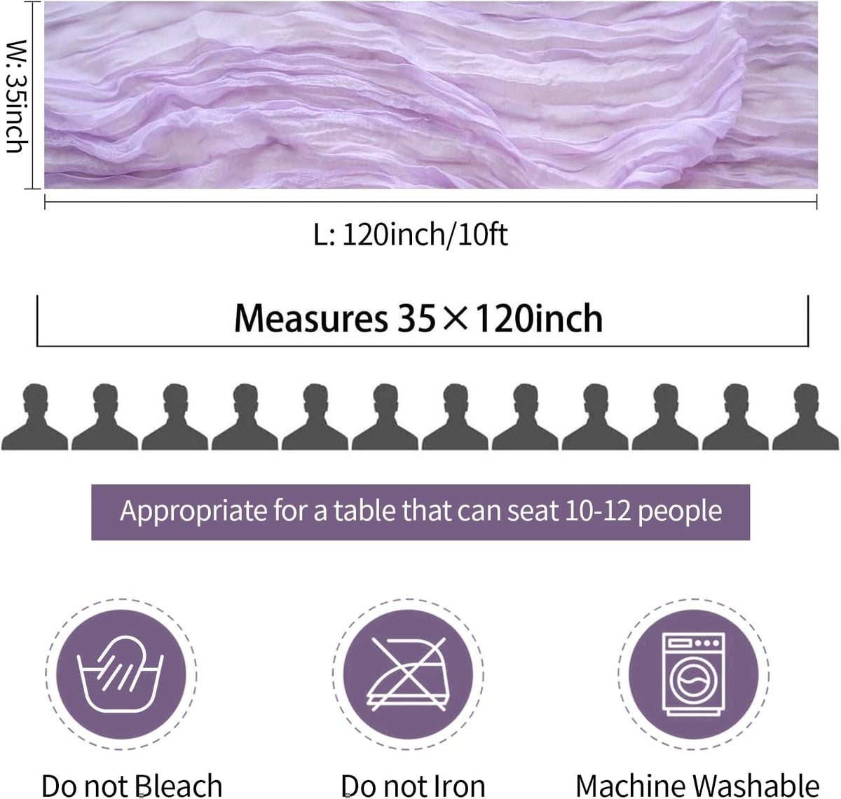 Lilac Purple Cheese Cloth Table Runner Boho Romantic 10ft Gauze Cheesecloth Table Runner for Baby