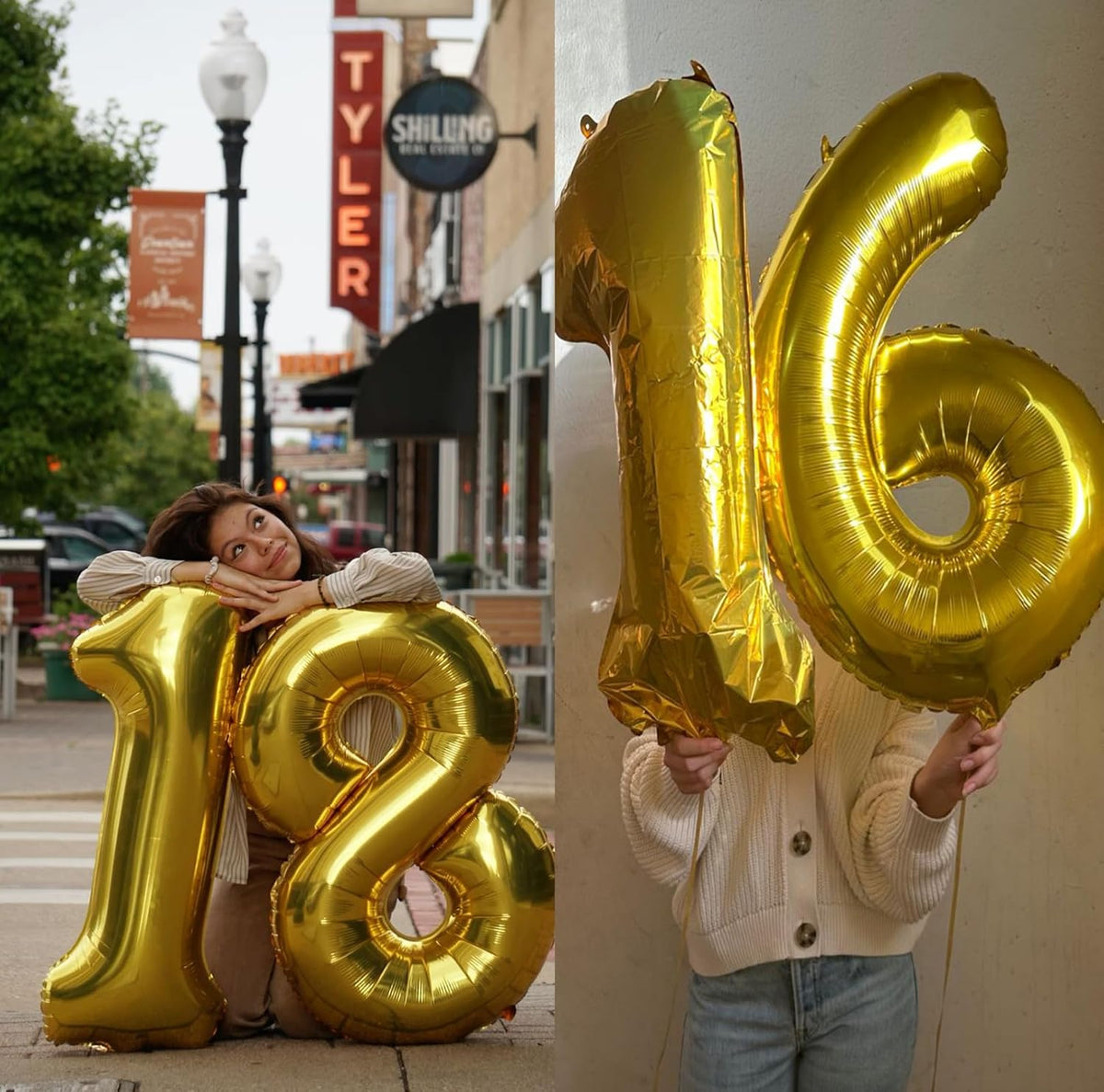 Gold Number 6 Balloons,40 Inch Giant Number 6 Balloons Foil Mylar Helium Gold Number Balloons for