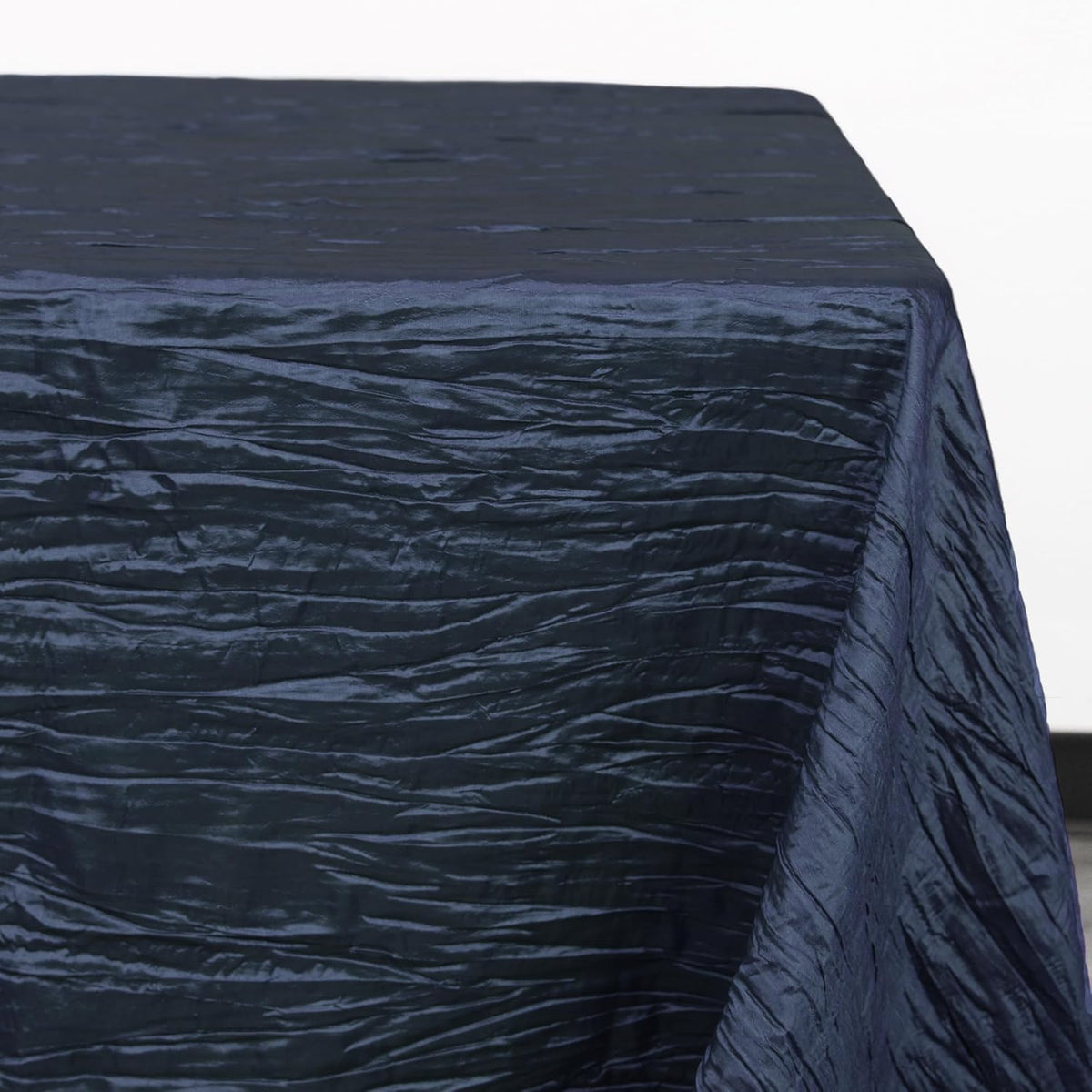 YOUR CHAIR COVERS - 6 ft - 90 x 132 Inch Navy Blue Rectangular Crinkle Taffeta Tablecloth – Elegant