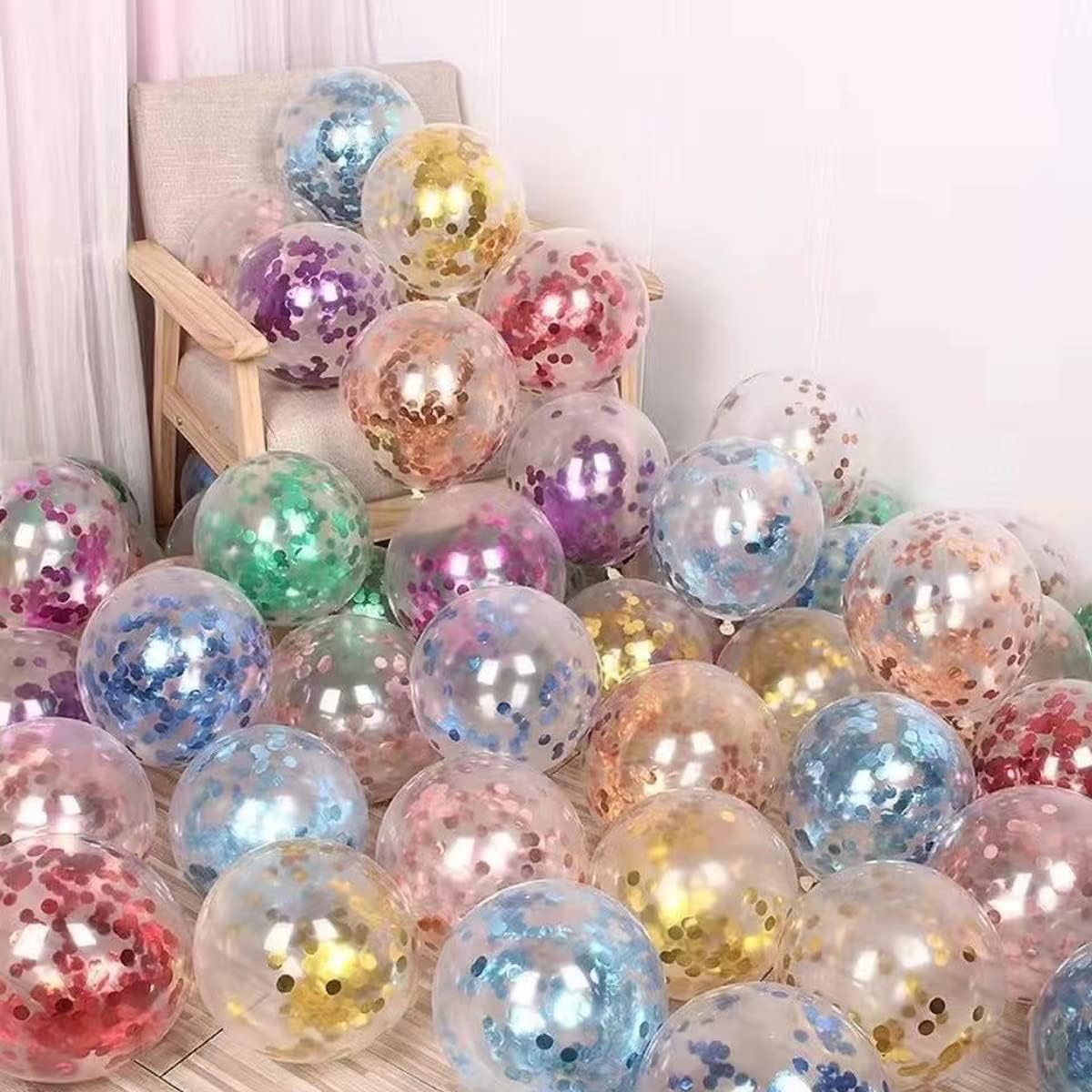 100Pcs Confetti Balloons 12 Inch Colorful Party Balloons Gold Sequin Balloon Set Assorted Color