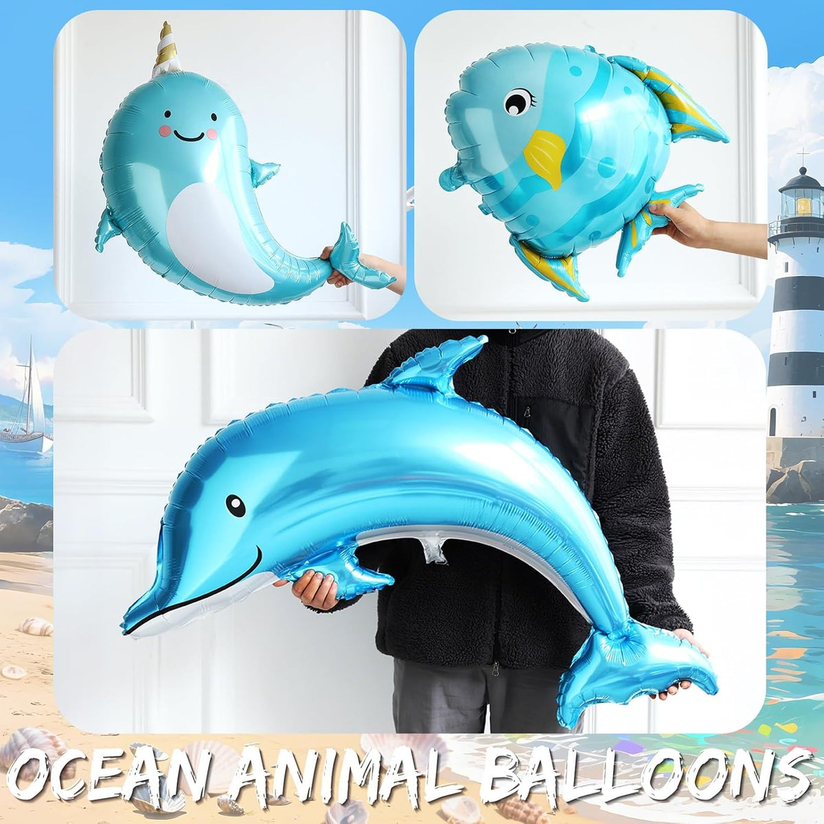 Nautical Balloon Arch Kit,154Pcs Navy Blue Sand White Gold Balloon Garland with Tropical
