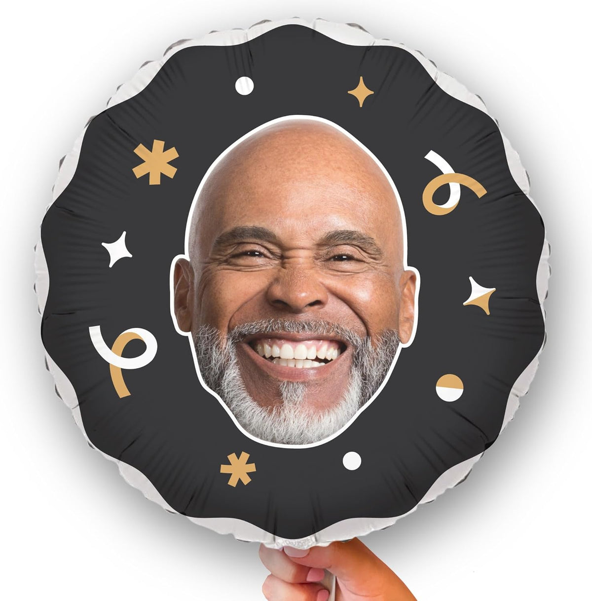 Big Dot of Happiness Personalized Fun Face Photo Black & Gold Balloons, Custom Birthday Balloons