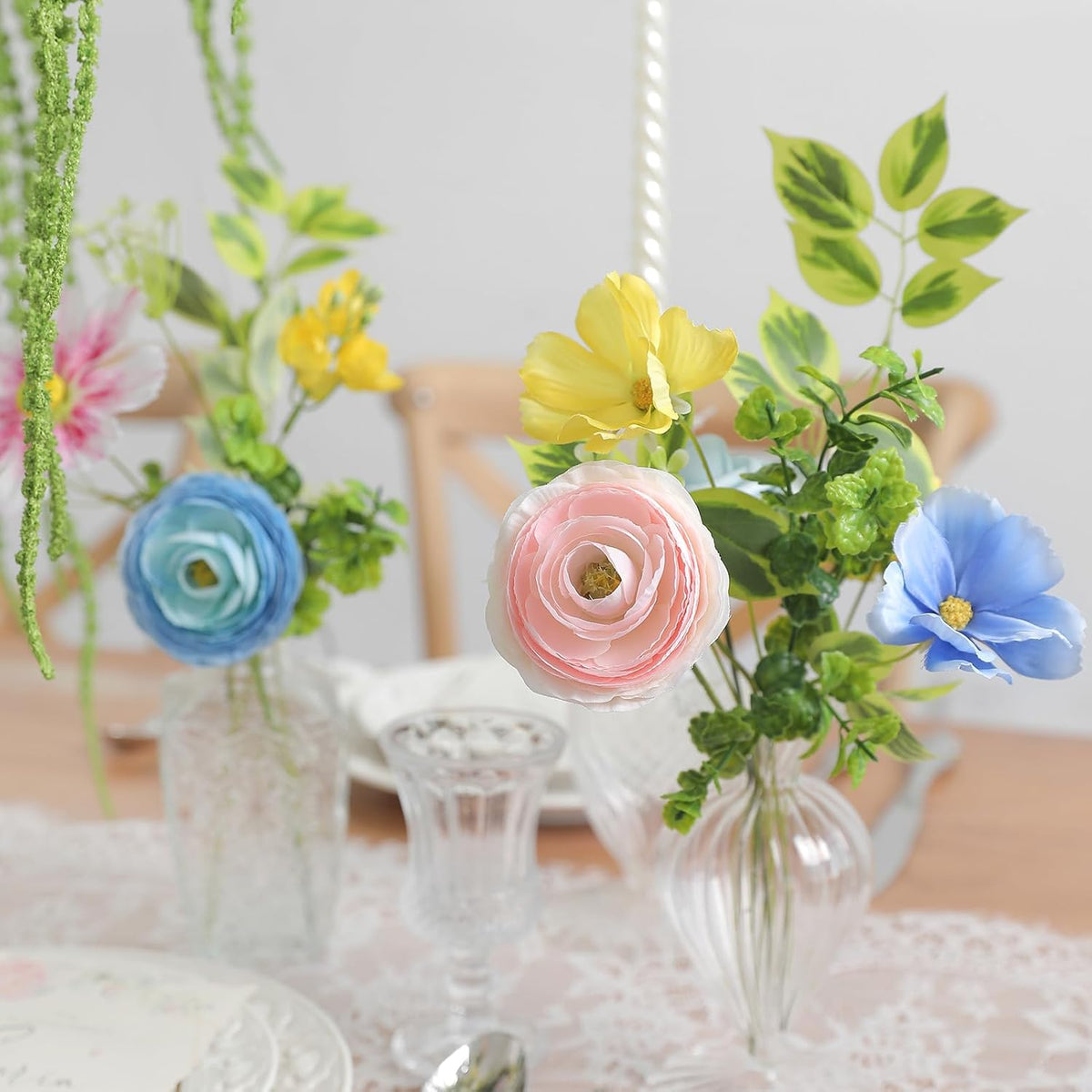 Serra Flora Artificial Flowers Combo Set Faux Flowers Bulk Flower Leaf with Stems for DIY Wedding