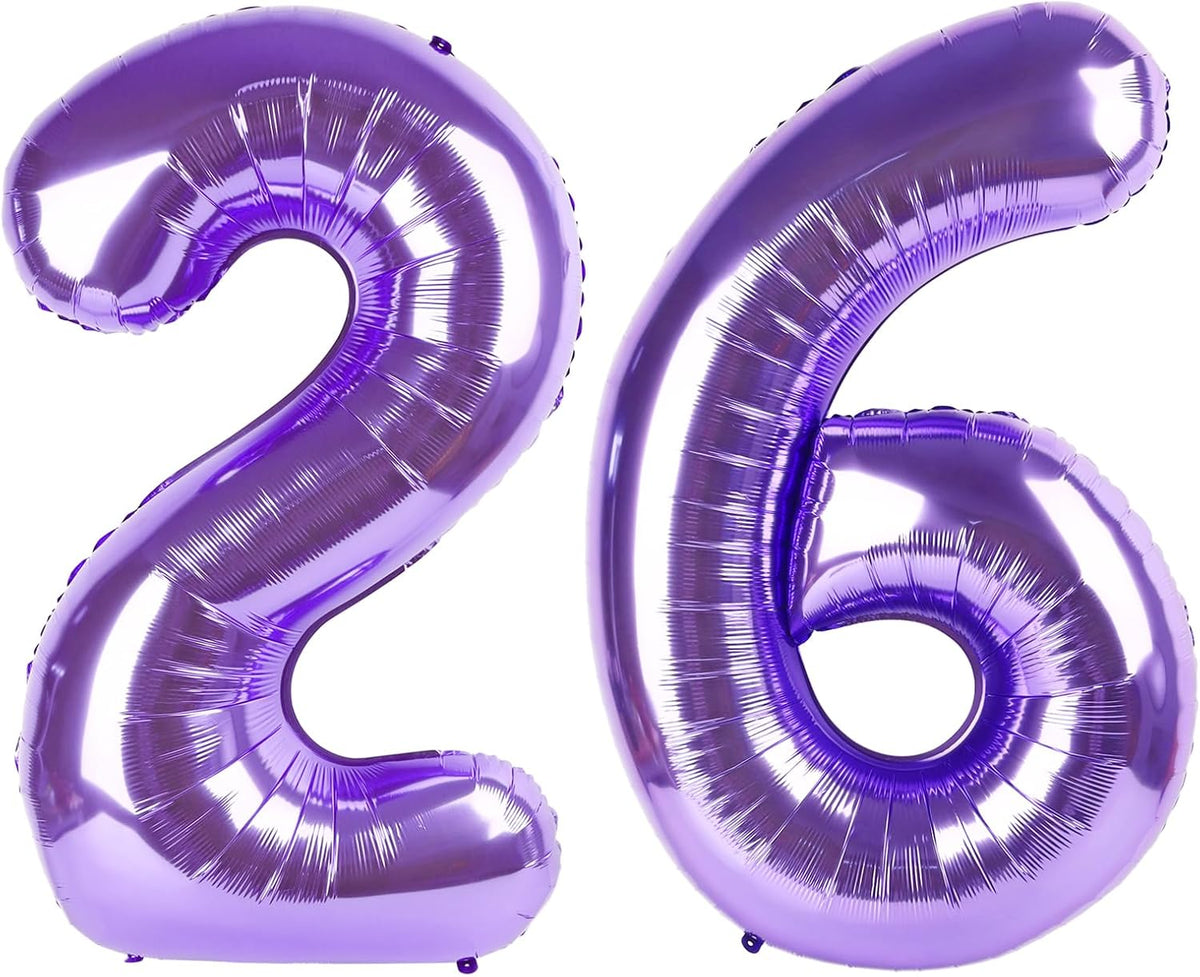 Purple Number 26 Balloon 40 Inch Birthday Decorations, Number 26 Balloon Birthday Party Decoration