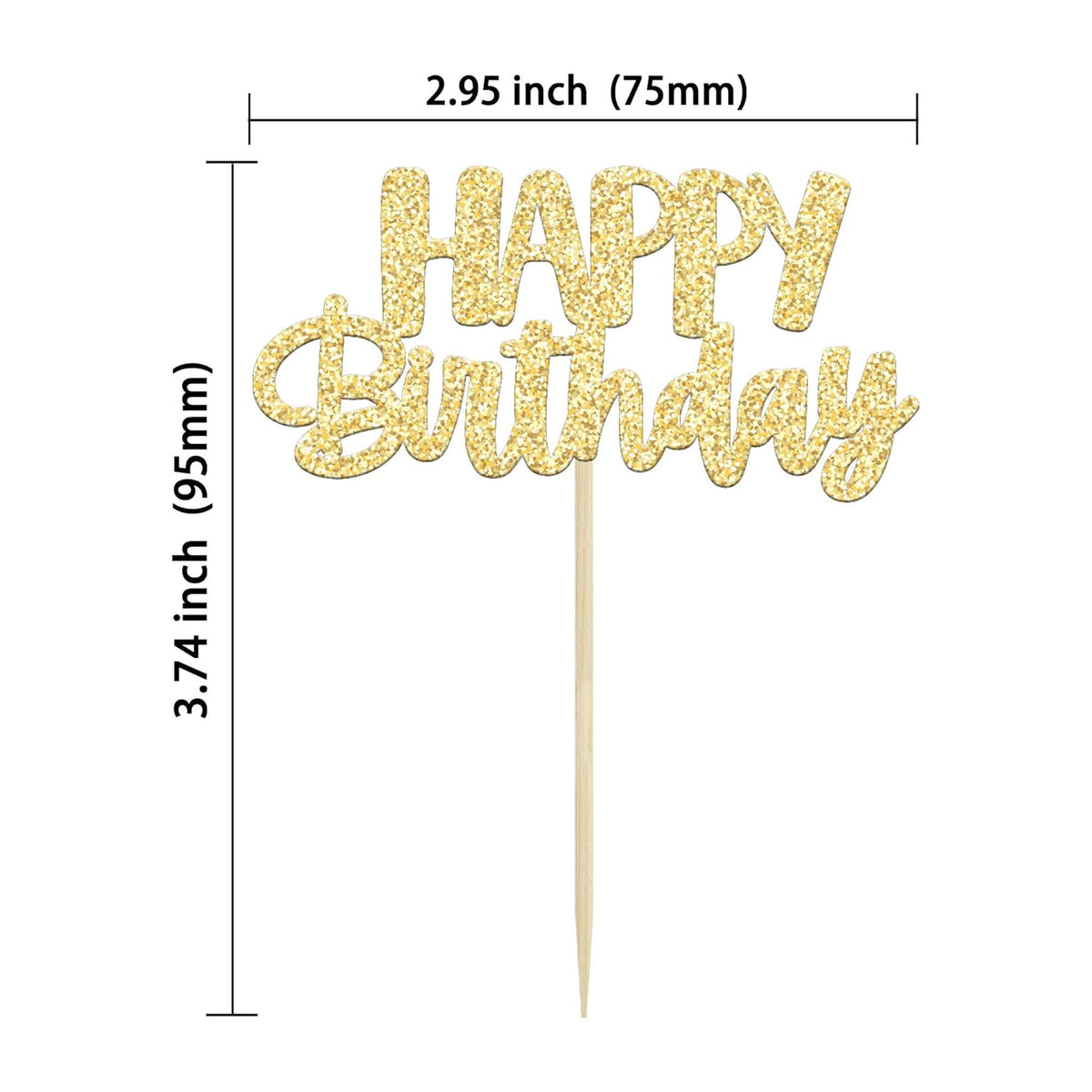 Gyufise 24Pcs Happy Birthday Cupcake Toppers Gold Glitter Celebrating Birthday Cake Picks Baby