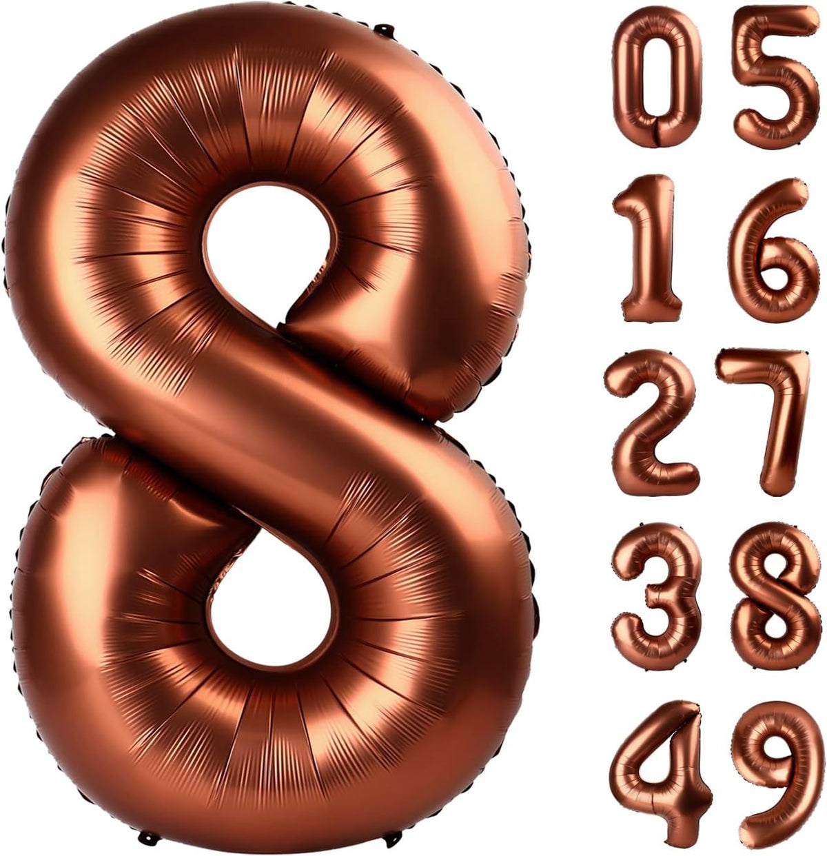 Dark Brown Foil Number 8 Balloon 40 Inch, Helium Mylar Eight Number 8 18 28 38 48 58 80 88 Birthday