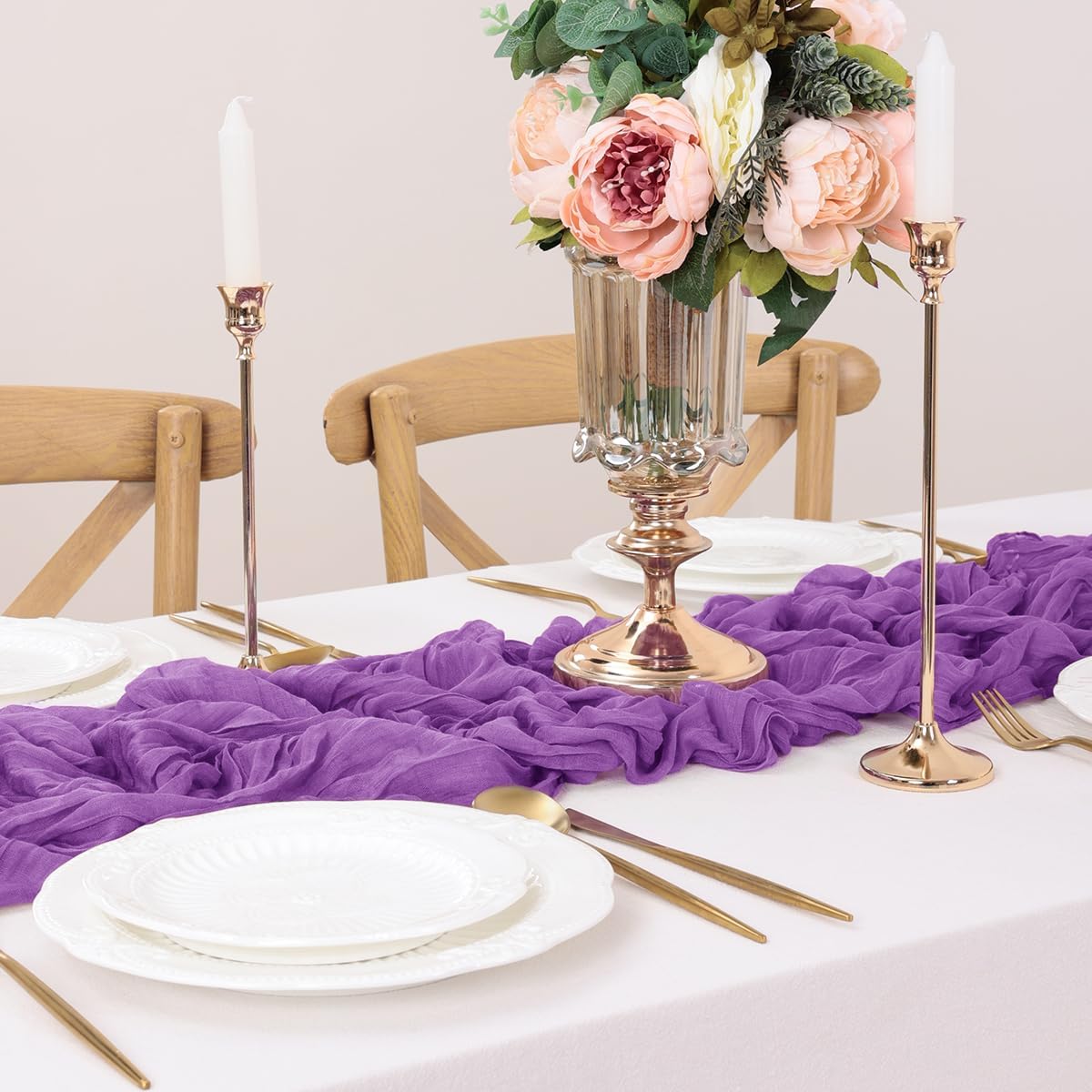 Purple Table Runner Cheesecloth Table Runner 10FT Farmhouse Table Runners 120 Inches Fall Table