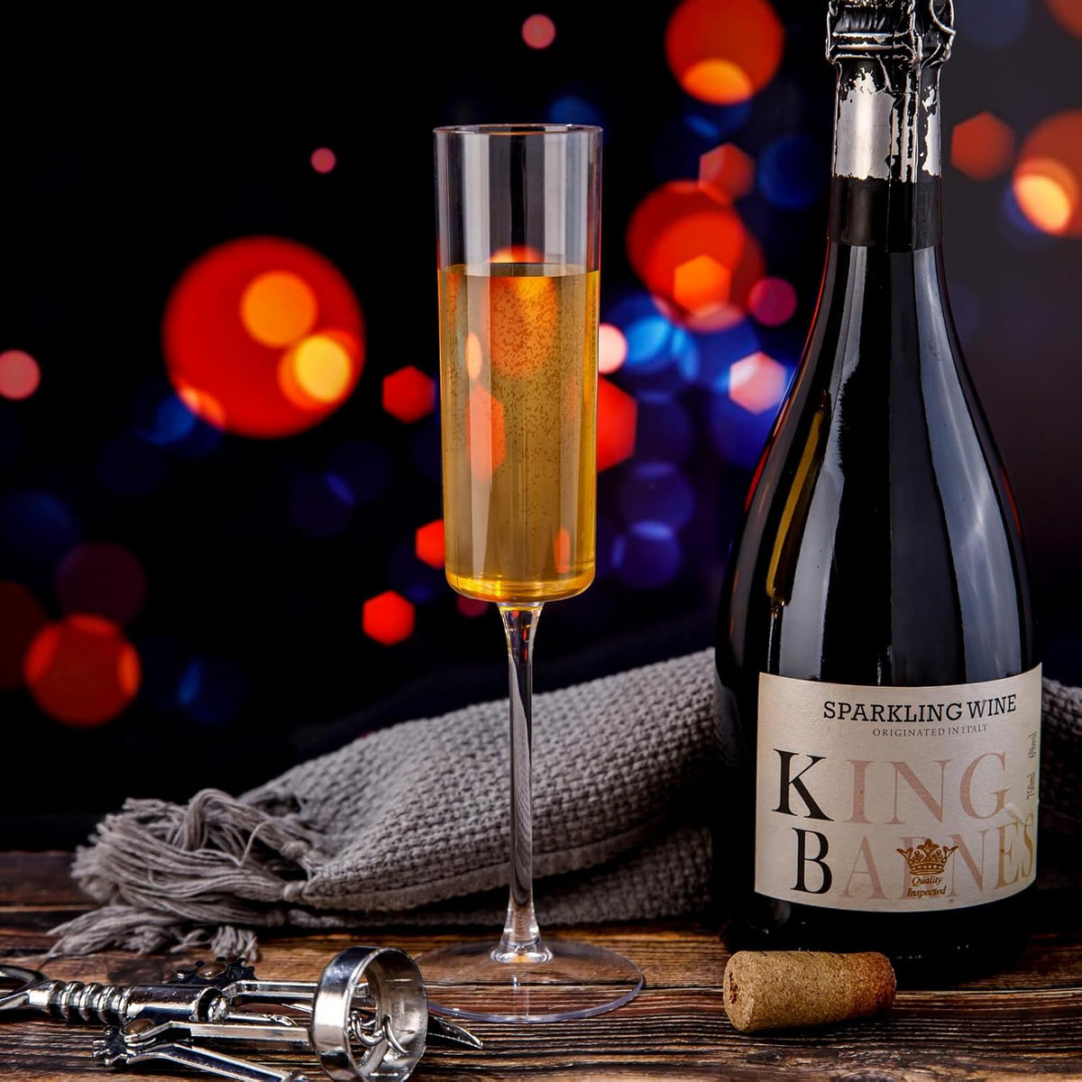 Ciaell 12 Pack Plastic Champagne Flutes - 6 Oz Clear Disposable Champagne Glasses - Square Plastic