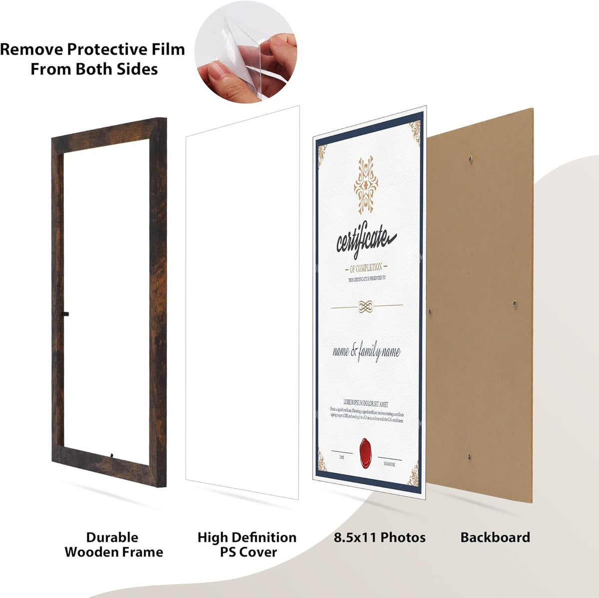 PETAFLOP Bulk 8.5 by 11 Picture Frame Certificate Document Frame Set of 18, Brown Frames for Wall