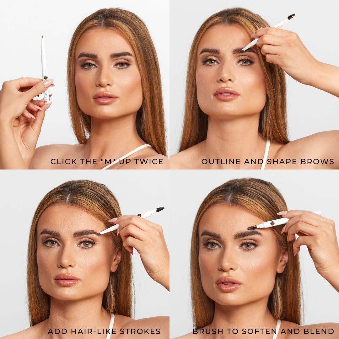 MADLUVV Exacto Brow Pencil for Flawless, Long Lasting, Realistic Brows with Dual-Ended Design