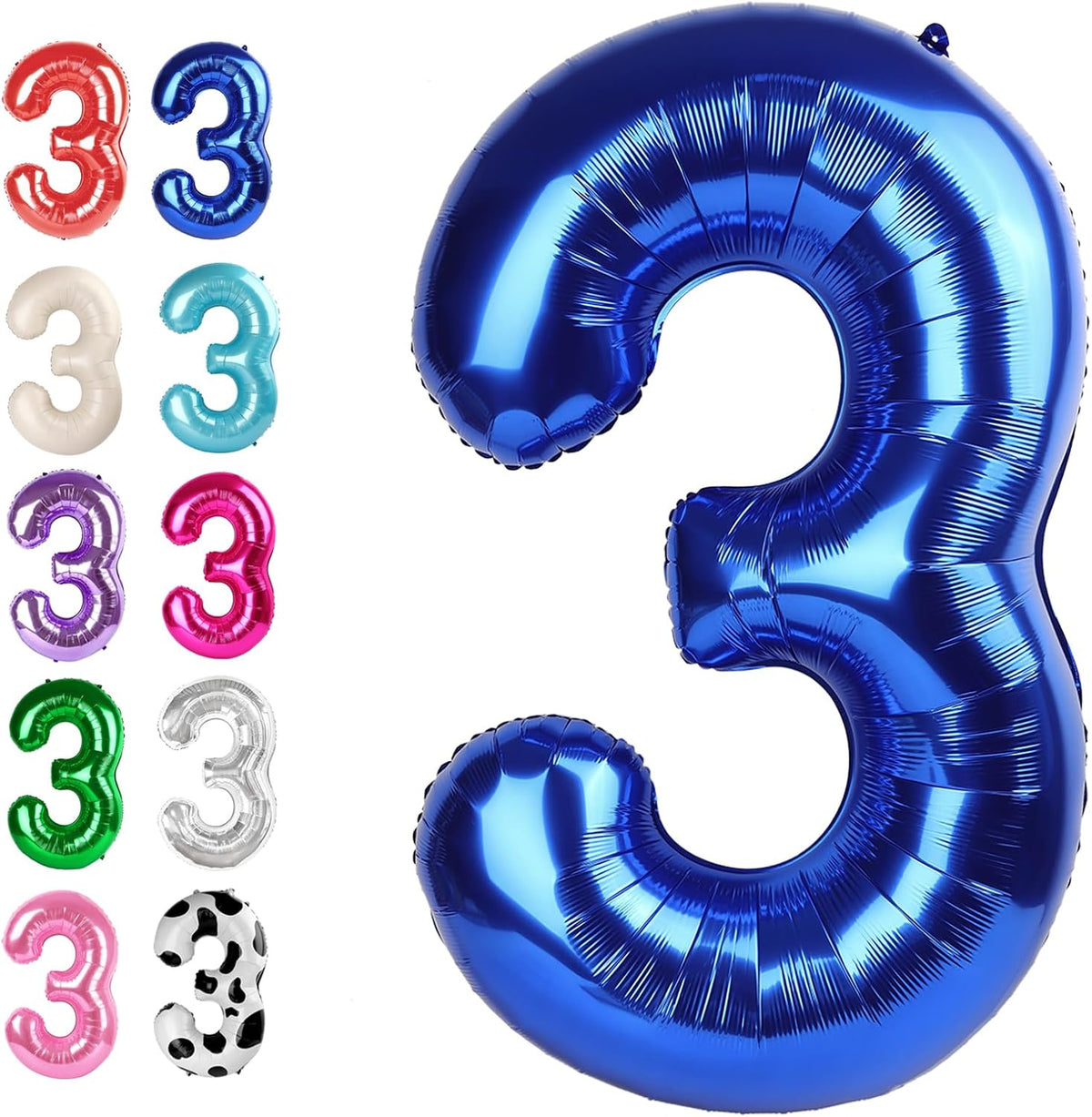 40 Inch Navy Blue 3 Large Number Balloon, 3 13 23 30 33 36 38Blue Birthday Party Decorations