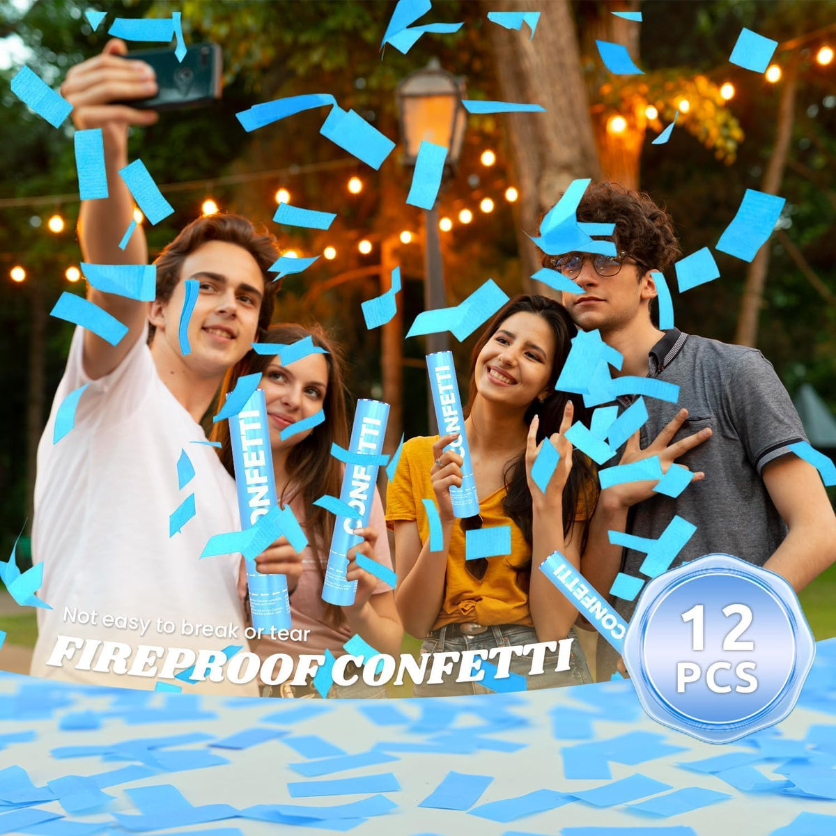 Confetti Cannon Blue Biodegradable Confetti Poppers 12Pack Party Poppers Confetti Shooters Blue