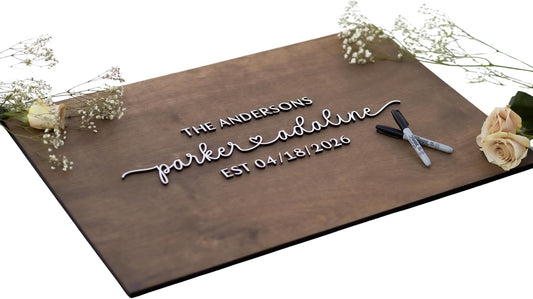 Personalized Last Name Guest Book, Unique Guest Book Sign, Custom Alternative Guest Book, Wooden