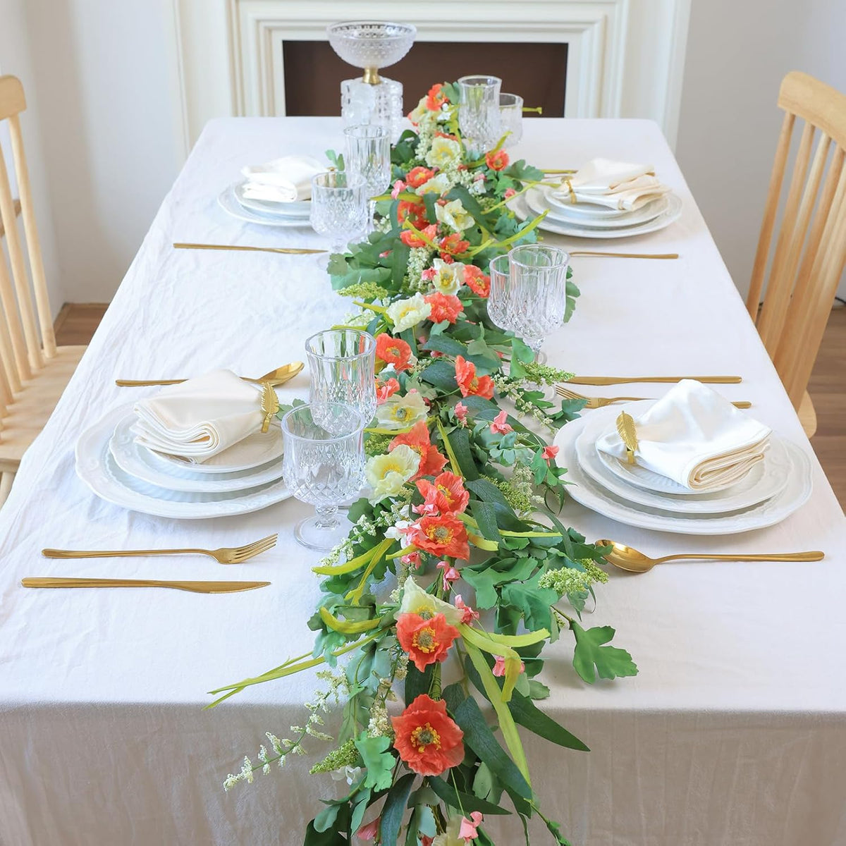 Mizii Red Artificial Flower Garland 6FT Fake Poppy Floral Garland Hanging Vines Spring Summer