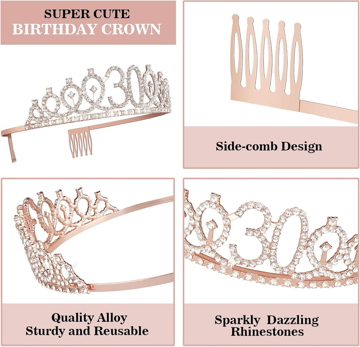 30th Birthday Decorations for Her, Including Sash, Crown/Tiara, Candles, Cake Topper, 30th Birthday