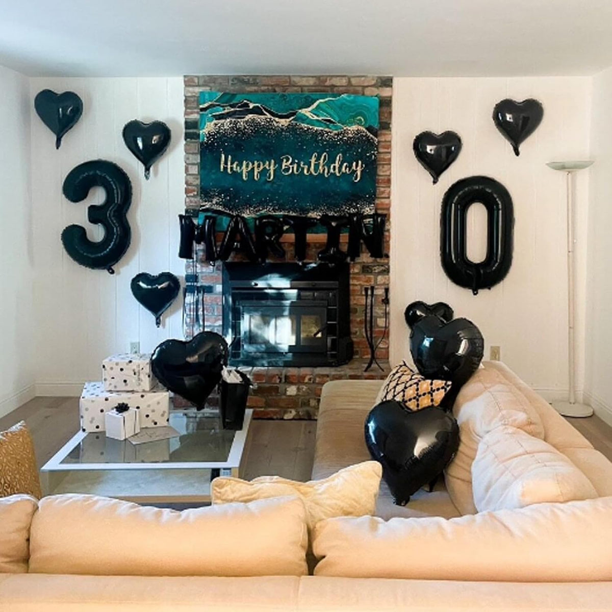 Biapian Foil Heart Balloons Black, 10PCS Black Heart Shape Balloons, Valentines Balloons 18inch