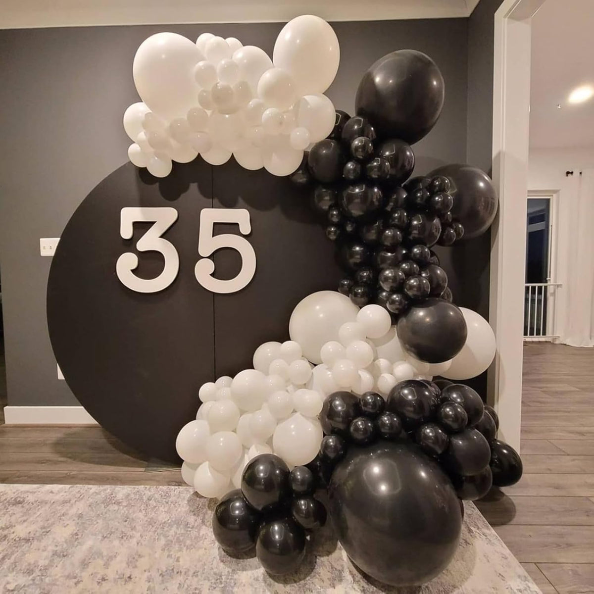White Black Balloon Garland Arch Kit,120 Pack Matte Latex Black White Balloons for Baby Shower