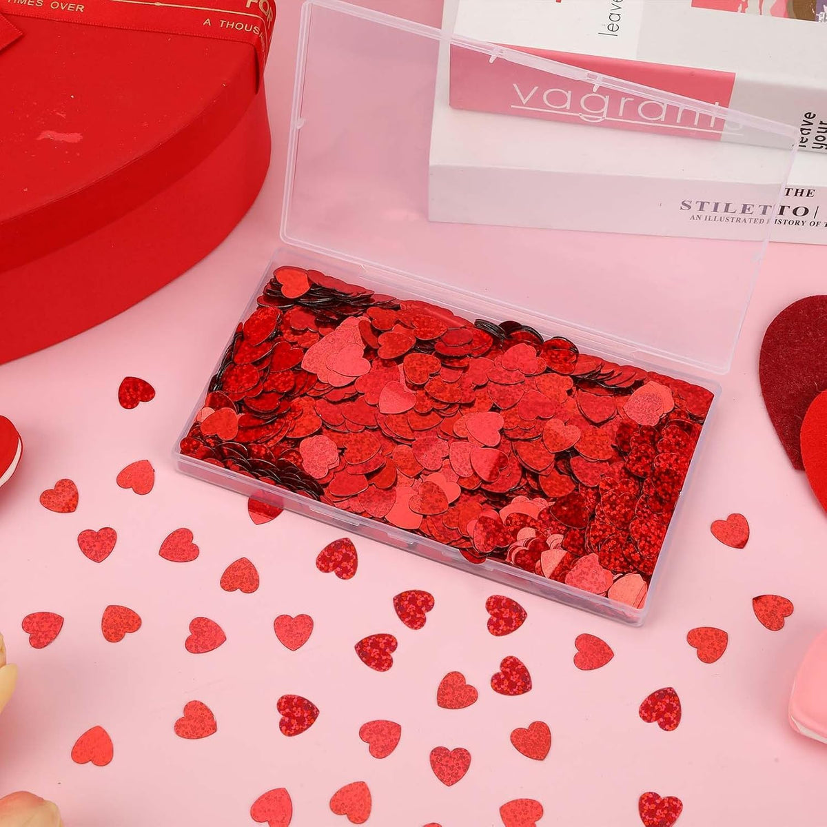 MARFOREVER Red Hearts Confetti - Valentines Day Glitter Heart Table Decorations for Wedding, Bridal