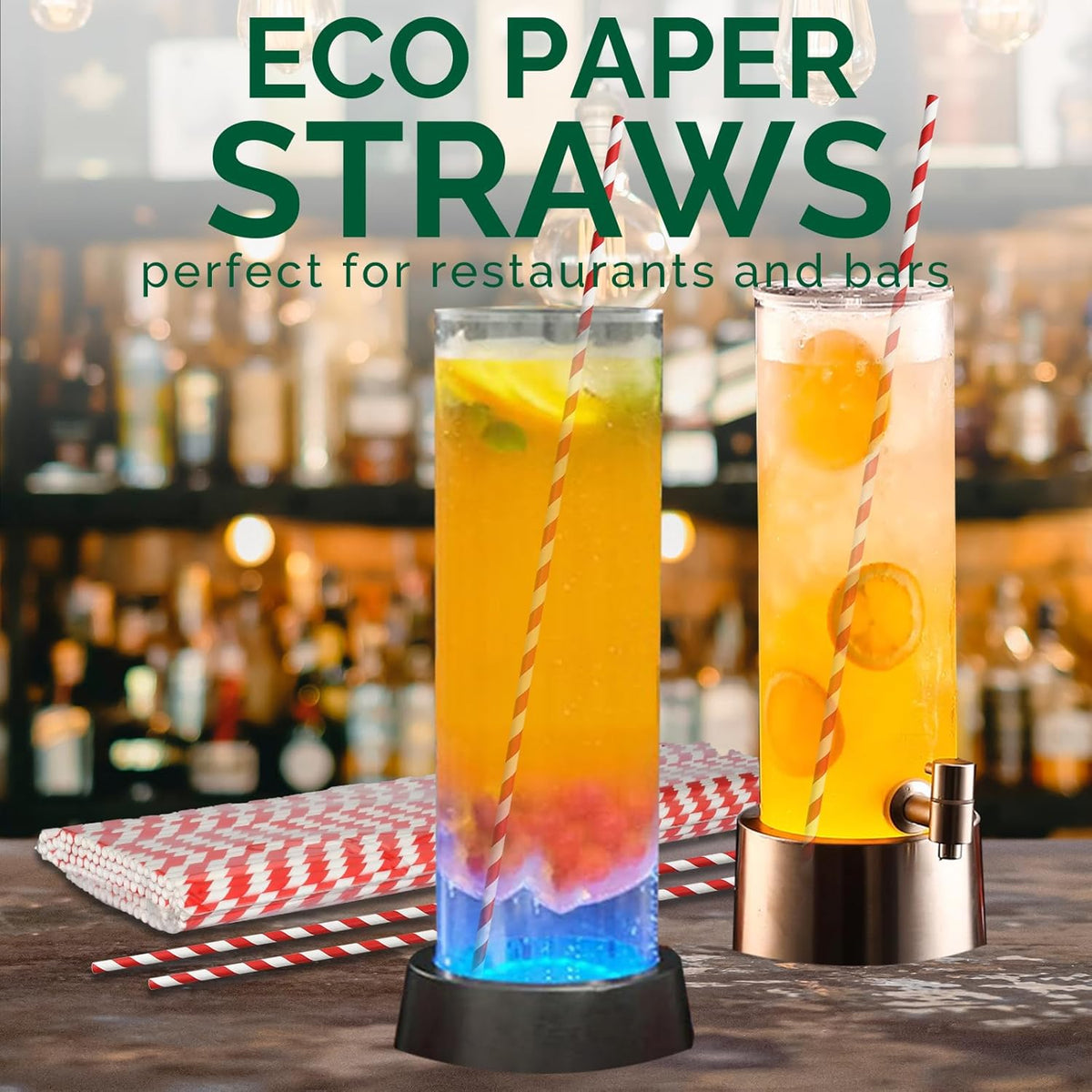 18 Inch Extra Long Paper Drinking Straws - For Large Drinks, Cotton Candy Sticks, DIY Crafts - Red