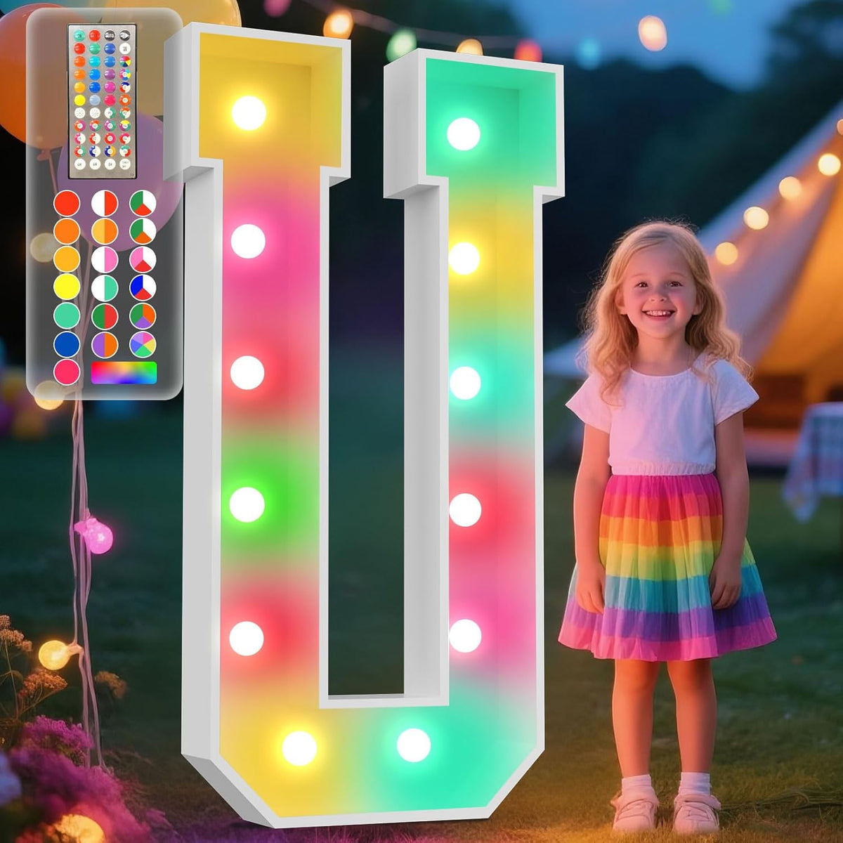 Ledido 4FT Marquee Light Up Letters, 34 Colors Changing Marquee Letter 4 Feet Tall with Remote, Big