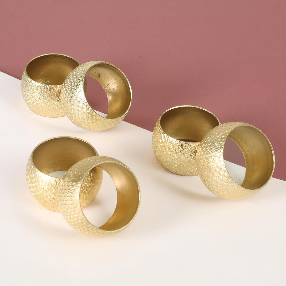 Napkin Holders for Cloth Napkins Set of 12 - Lightweight Metal Round Napkin Holder Hammered