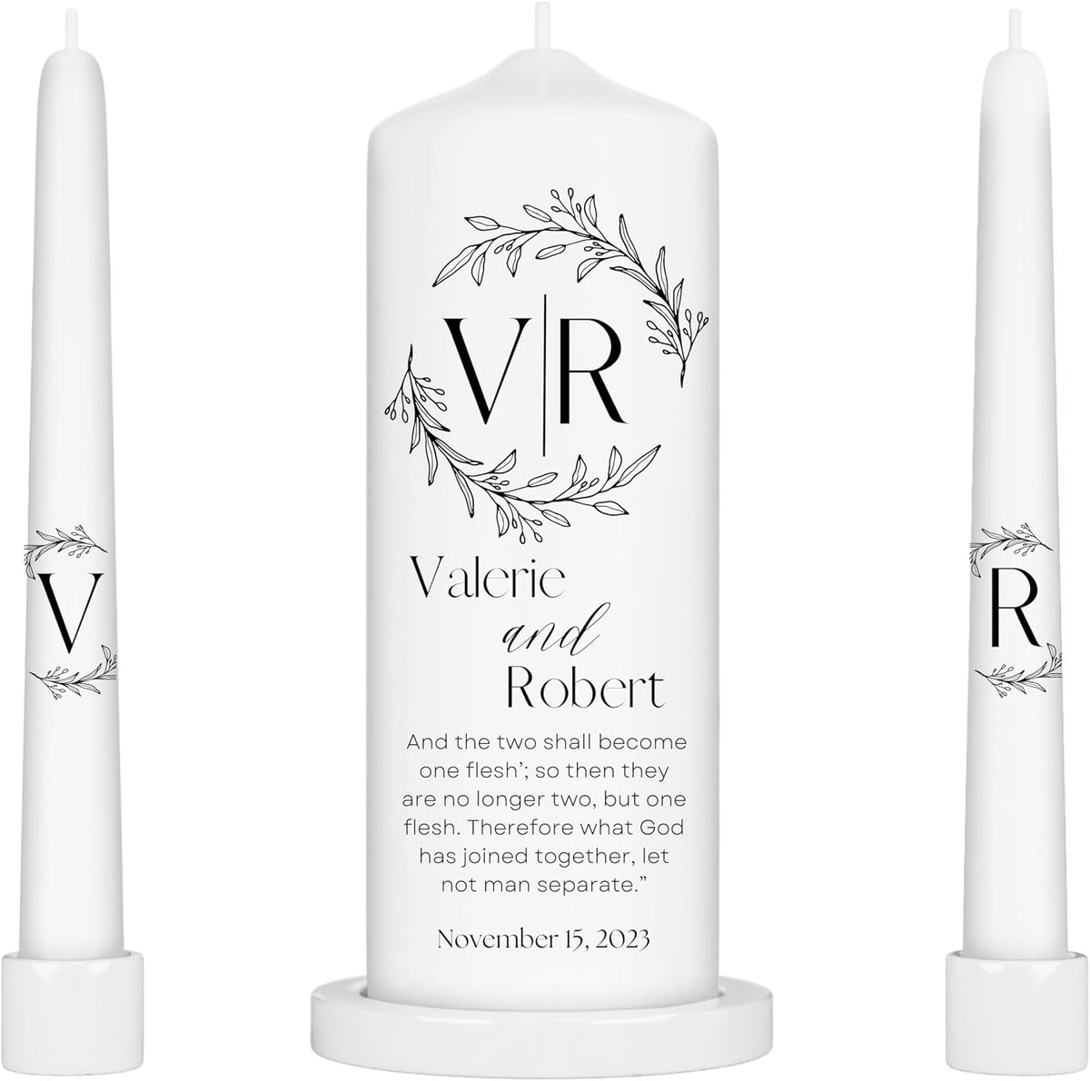 Unity Candles for Wedding, Modern Unity Set, Custom and Personalized Pillar and Taper Candles with