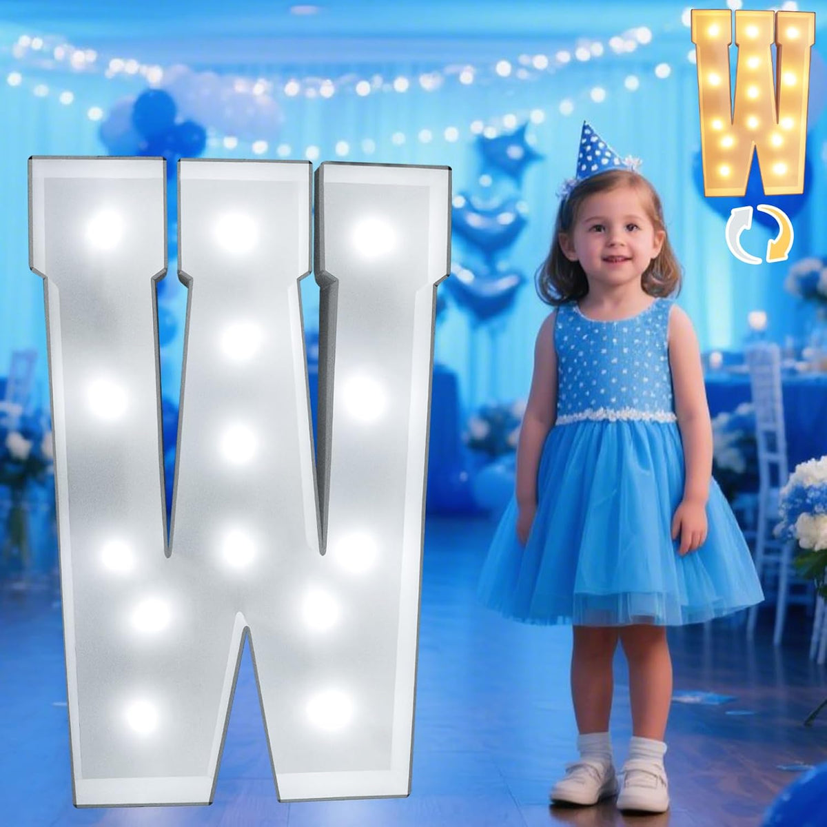 Pooqla 3FT Marquee Light Up Letters, Giant LED Sign Big Mosaic Marquee Letters 3 Feet for Balloons
