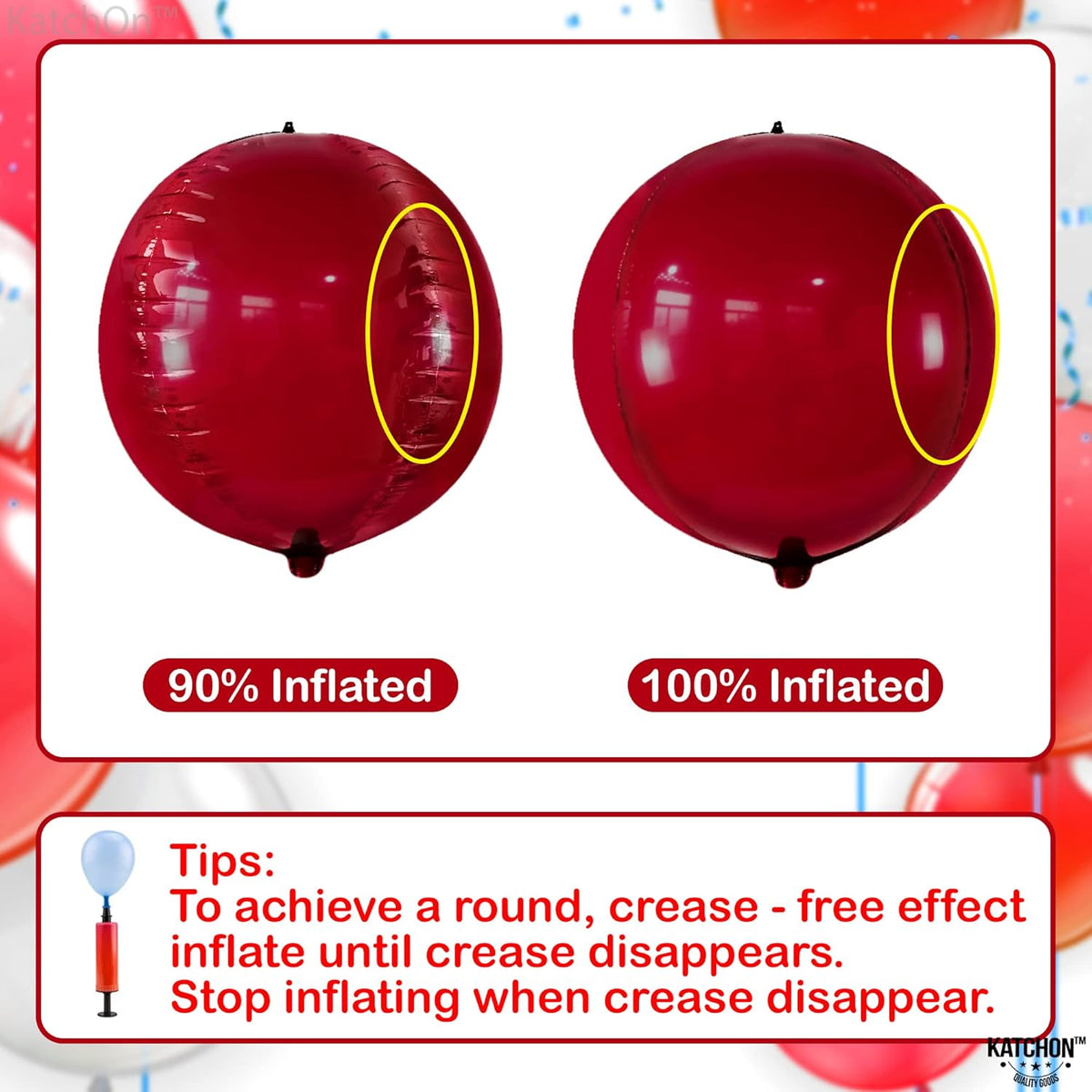 KatchOn, Big Metallic Red Balloons - Large 22 Inch, Pack of 6 | 2025 Graduation Decorations | Round